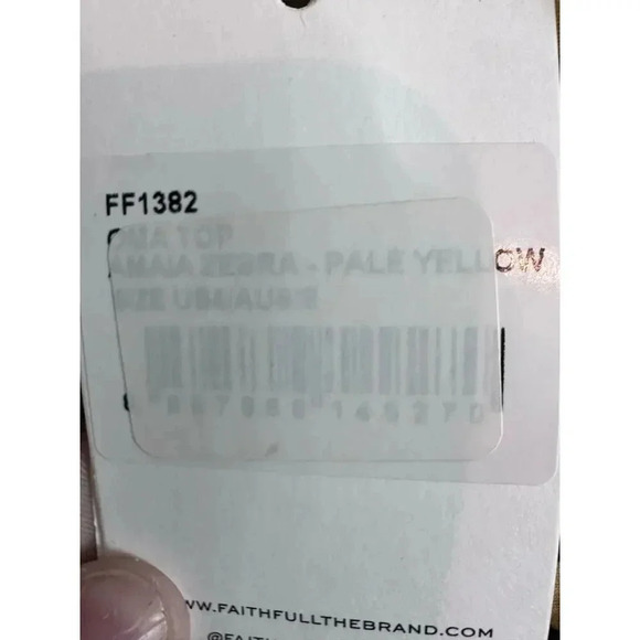 NWT Faithfull the Brand Tan & Yellow V-Neck Amaia Zebra Crop Top Size 4 - Picture 6 of 7